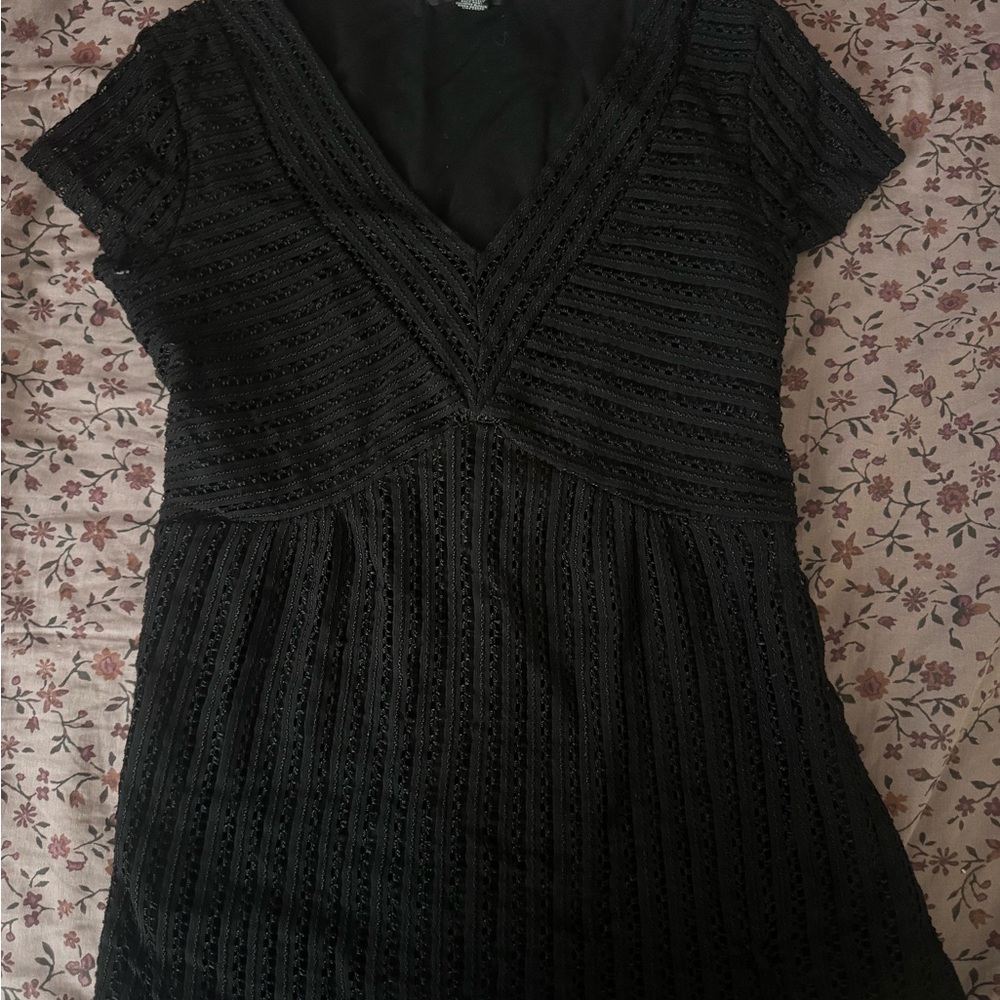 Black Lace V-Neck Top